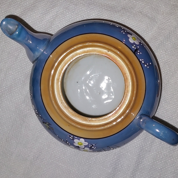 Takito Japan Lusterware Porcelain Hand Painted Teapot periwinkle peach luster - Picture 8 of 12
